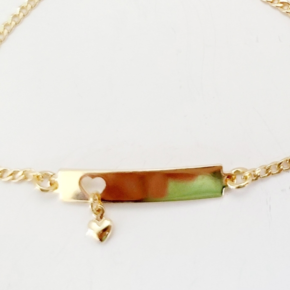 18K GF Heart Charm Little Girl ID Bracelet. New - Picture 3 of 7